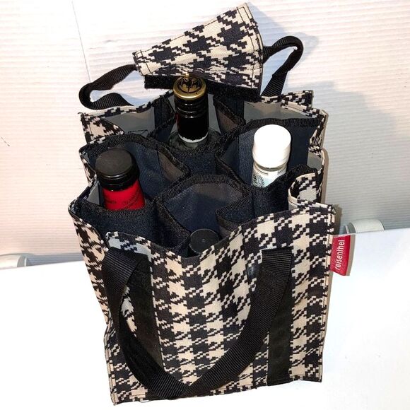 WINE BOTTLE Tote Bag Dividers and Handles Recycled Ecofriendly 9 x 9 x 10 inches - Picture 6 of 13